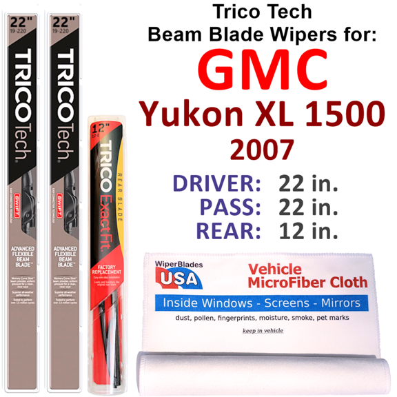 2007 GMC Yukon XL 1500 Beam Blade Wipers (Set of 3) w/Rear Wiper