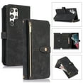 thumbnail image 1 of Crossbody Wallet Case for Samsung Galaxy S23 Ultra, Shoulder Strap Lanyard Luxury PU Leather Zipper Pocket Flip Folio Cover with Card Slots Holder Magnetic Clasp Kickstand Phone Case, Black, 1 of 9