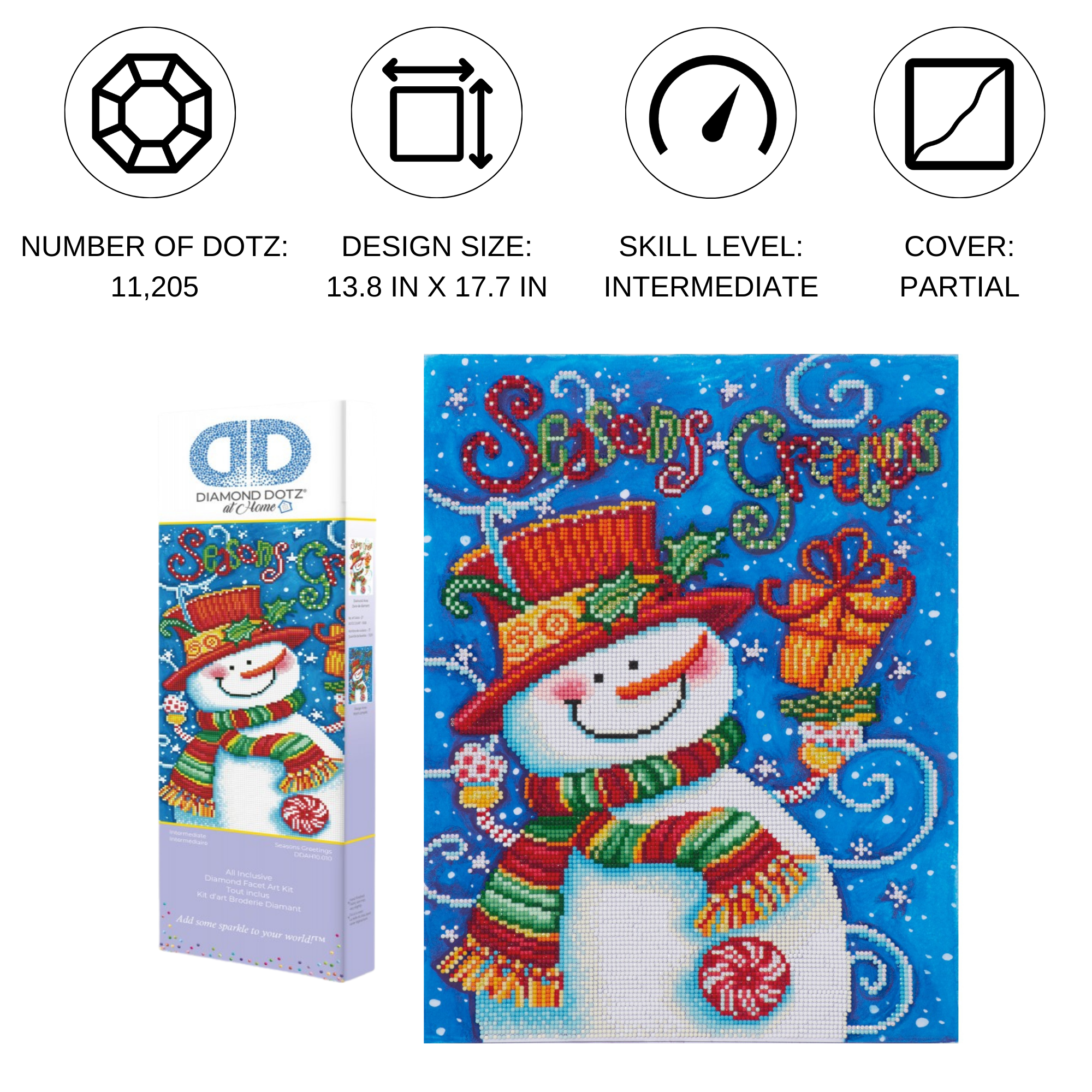 Diamond Dotz at Home Seasons Greetings Diamond Painting Kits for Adults - Diamond Art Kits a Relaxing Creative Craft Kit with Dotz Gems 13.8x17.7