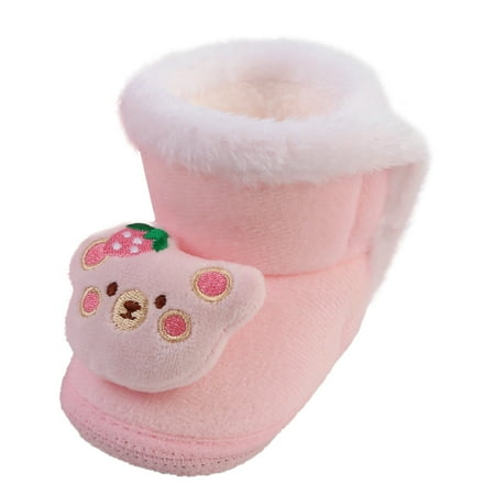 BOBOGOJP Baby Booties for Boys Girls Newborn Boys Girls Fleece Boots Non Slip Grippers Socks Infant First Walker Winter Warm Crib Shoes (Pink 5.5)