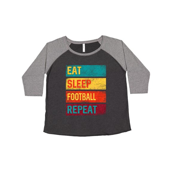 Inktastic Football Sports Eat Sleep Football Repeat Women's Plus Size T-Shirt