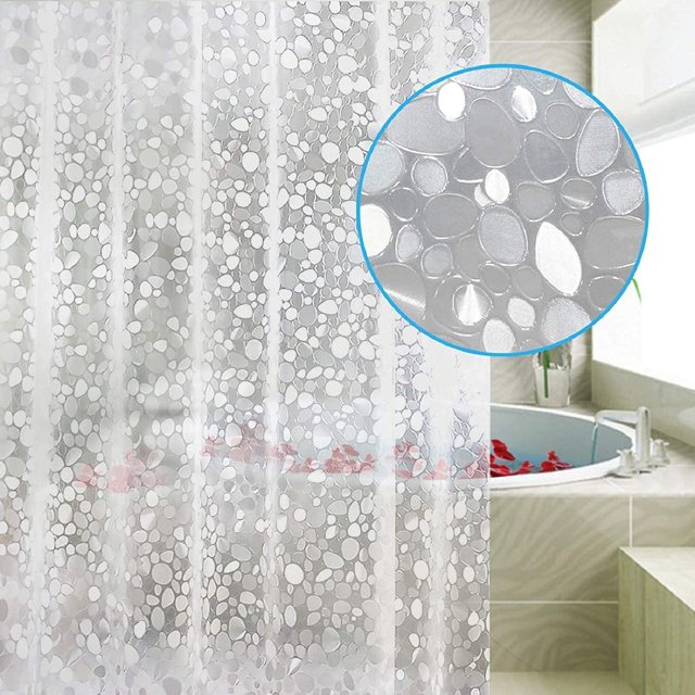 Cortina de Ducha Semi-Impermeable, EVA Resistente al Moho, Sin PVC, con Hebilla de Cortina 180 x 180 cm (Transparente)