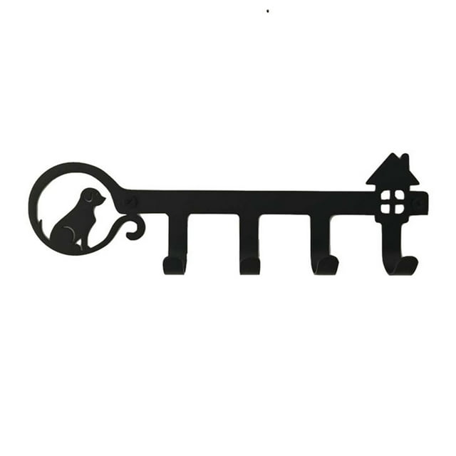 Ruiboury Compact Size And Versatile Usage Decorative Wall Mounted Iron Key Holder Black Cat 25.5脳7脳3.5cm
