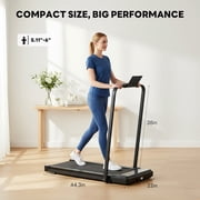 Nextay 2-in-1 Foldable Walking Treadmill with Handrails, Quiet Under Desk Treadmill for Home Office, 2.5HP Motor, Remote Control, LED Display, Black