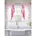thumbnail image 5 of Pink Ribbon Sheer Curtains 45 Inch Length 2 Panels for Living Room, Wings Romantic Love Heart Flowers Vintage Voile Kitchen Curtain Set, Luxury Privacy Drapes Window Treatment for Bedroom, 5 of 7