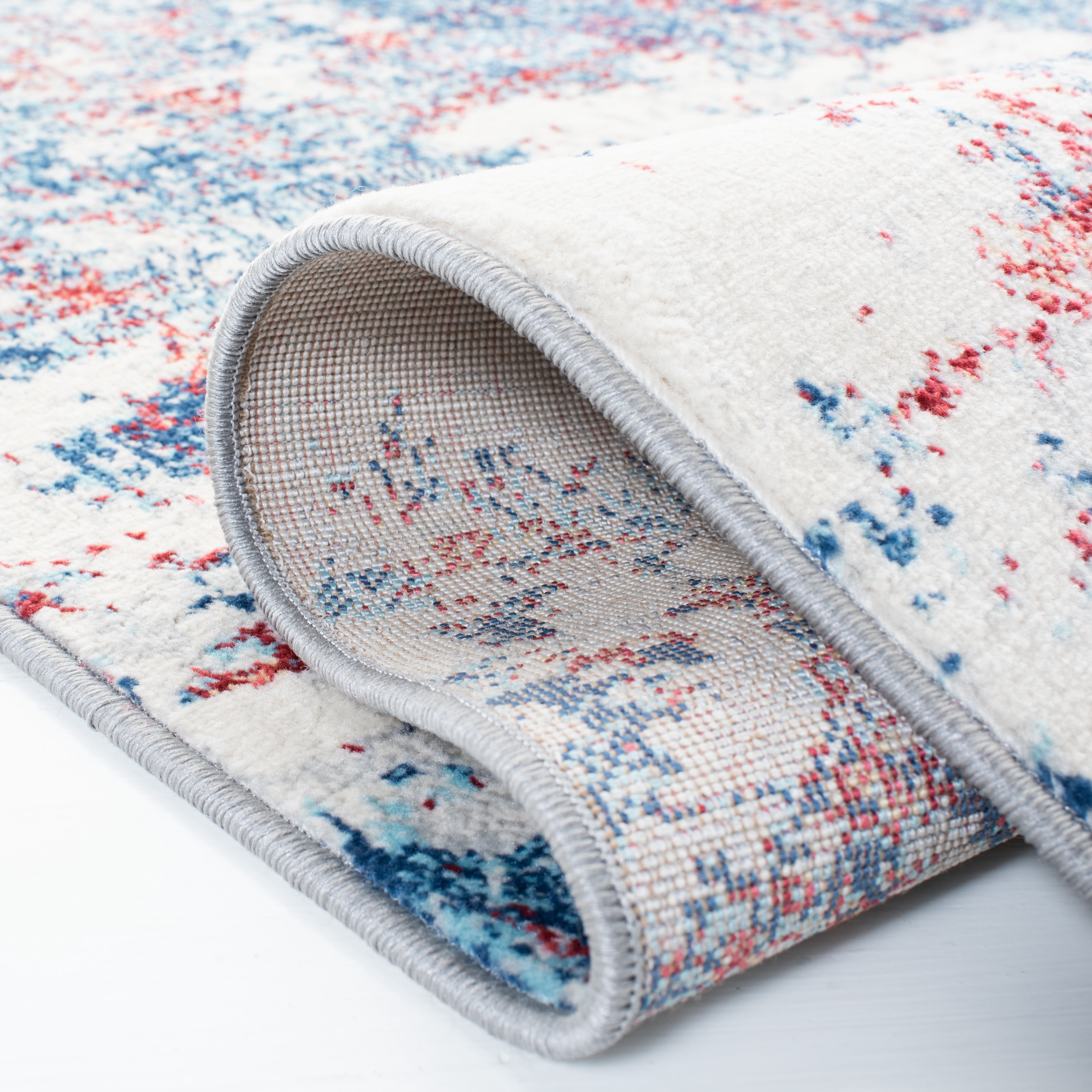 SAFAVIEH Brentwood Ainslee Abstract Area Rug, Navy/Red, 5' x 5' Square