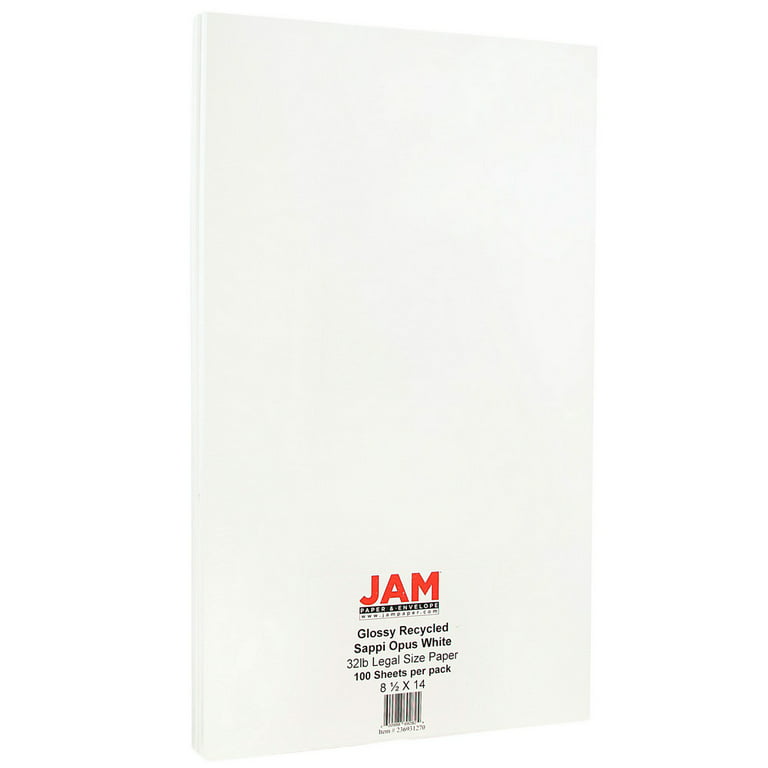 JAM Paper & Envelope Glossy Legal Paper, 8.5 x 14, 100 per Pack
