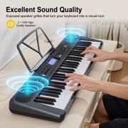 Mustar Portable 61 Key Electronic Lighted Up Piano Keyboards USB MIDI (Black)