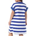 thumbnail image 4 of DARING DIVA Women's Plus Size Tunic Short Sleeve Striped Dress 1X Royal Blue, 4 of 6