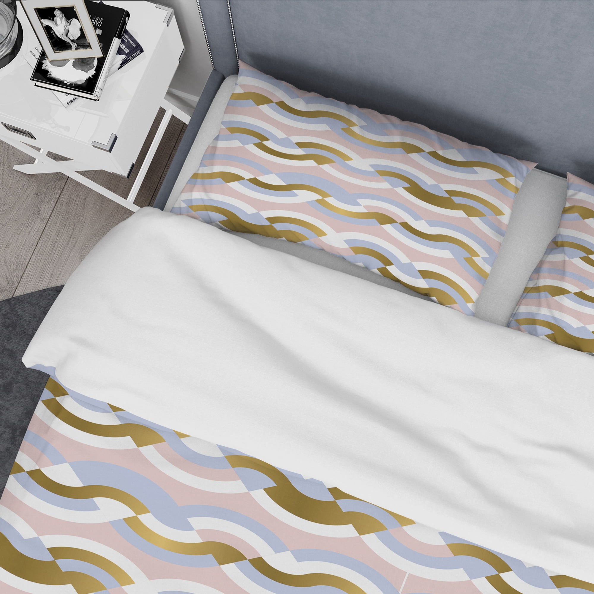 Designart 'Geometric Retro Braids Wave' Mid-Century Modern Duvet Cover Set
