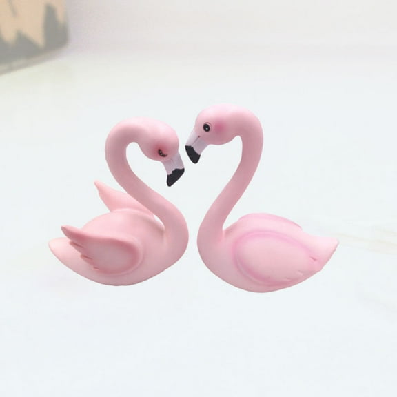 CRAFTHROU 2Pcs Flamingo Cake Inserted Decor Pink Resin Flamingo Shape Cartoon Baking Decoration