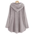 thumbnail image 5 of Womens Cardigan Plus Size Button Plush Tops Hooded Loose Cardigan Wool Coat Winter Jacket Navy Xl, 5 of 5