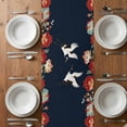 thumbnail image 4 of Table Runner 36 Inches Long for Kitchen Dining, Navy Blue Crane Dresser Scarf Farmhouse, Dining Table Decorations for Wedding/Parties, Vintage Red Teal Spring Floral Botanical 13 x 36 In, 4 of 8