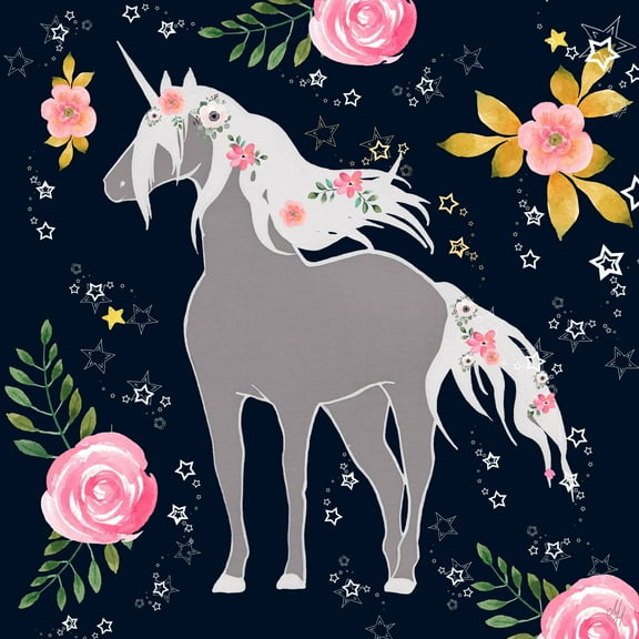 Marmont Hill Flower Garden Unicorn Canvas Wall Art