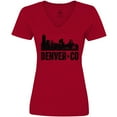 thumbnail image 3 of Inktastic Denver Colorado Skyline Grunge Women's V-Neck T-Shirt, 3 of 5