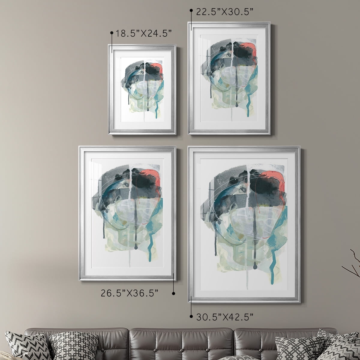 Wexford Home Stone Aperture III Premium Framed Print, 30.5" x 42.5" - Ready to Hang, Silver (Set of 2)