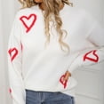 thumbnail image 7 of Oplxuo Women's Cute Heart Sweater Love Print Valentine Romantic Knitted Top Casual Crewneck Long Sleeve Sweaters Pullover, 7 of 7