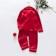 thumbnail image 6 of Pxiakgy 2025 Family Satin Christmas Pajamas Sets Solid Silk Xmas Pjs Matching Sets Soft Sleepwear for Mens Womens Adults Kids Christmas Satin Pajamas for Family 2 Piece Red1 Baby Size:12-18Months, 6 of 6