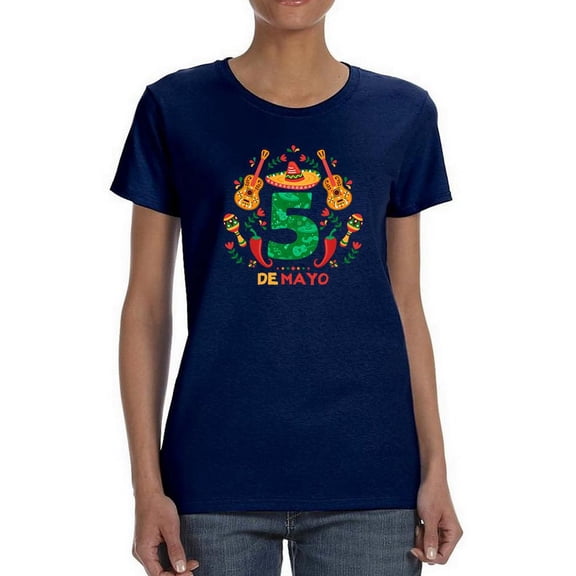 Cinco De Mayo Number Five Shaped T-Shirt Women -Image by Shutterstock, Female Large