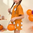 thumbnail image 6 of Kids Girls Halloween Outfits Teen Size 13-14 2 Piece Lounge Set Short Sleeve Cute Ghost Graphic T-Shirt and Sleep Shorts Fall Holiday Sleepwear Casual Pajamas Nightwear, 6 of 9