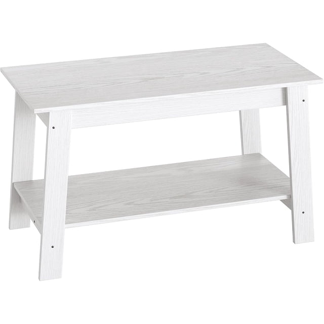 Industrial 2-Tier Coffee Table, 31.5" Narrow Storage Side Table with Rustic Finish for Living Room & Bedroom.
