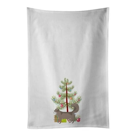 Carolines Treasures CK4723WTKT 28 x 19 in. Unisex Somali No.2 Cat Merry Christmas White Dish Towels Kitchen Towel - Set of 2