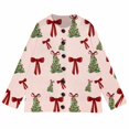 thumbnail image 4 of Plus Size Women's Christmas Santa & Tree Embroidered Cardigan Long Sleeve Round Neck Button Down Knit Sweater For Holiday Season, 4 of 6