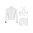 thumbnail image 2 of Miutii Kids Girls 3 Piece Dance Outfits Cross Back Crop Top and Shorts with Full Zipper Jacket Set White 16, 2 of 9
