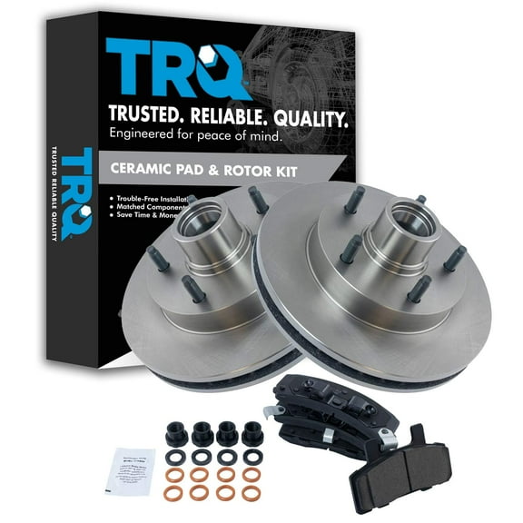 TRQ Front Brake Pad & Rotor Kit Brake Pads Brake Rotor Ceramic Fits Select 1994-1999 Dodge Ram 1500