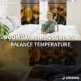 thumbnail image 3 of Fsddascl Sunflower Blackout Curtains for Bedroom/Living Room, Thermal Insulated Kitchen Curtains, Sunglasses Rustic Wood Grain Brown Summer Grommet Darkening Window Treatment Drapes 42"x84"x2, 3 of 6