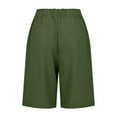 thumbnail image 5 of IROINNID Bermuda Shorts for Women Summer Printed Five Points Large Size Cotton Linen Pants Pants Shorts,Olive Green, 5 of 6