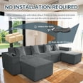 thumbnail image 6 of SEENYOO 133.8" Cloud Couch,Boneless Sectional Sofa for Living Room,Grey U Shaped Couch with Chaise,6-Seater,Corduroy Fabric,Freely Configurable Layout, 6 of 9