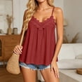 thumbnail image 2 of Purcolt Womens Spaghetti Strap Babydoll Tank Top Dressy Casual Pleated Scalloped Lace V Neck Camisole Blouses Summer Flowy Beach Vacation Loose Fit Shirts, 2 of 8