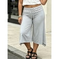 thumbnail image 3 of LMLYSoH Women's Fold Over Capri Pants Summer Casual Plus Size Crop Leggings Stylish Cropped Trousers with Dot Print Waistband, 3 of 8