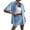 Light Blue, variant on Kovlvoll Womens Summer 2 Piece Sets Cotton Linen Short Sleeve Button down Shirts with Shorts Casual Solid Color Outfits