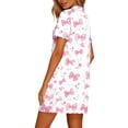 thumbnail image 5 of Womens Comfy Pajamas New Women’s Print Nightshirt with Pockets Lapel Neck Button Loose Nightgown Summer Ruffle Short Sleeve Casual Sleep Dress, 5 of 7