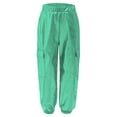 thumbnail image 3 of CHICTRY Shiny Holographic Cargo Pants Girls Boys Jazz Hip-Hop Street Dance Wear Trousers with Pockets Light Green 8, 3 of 5