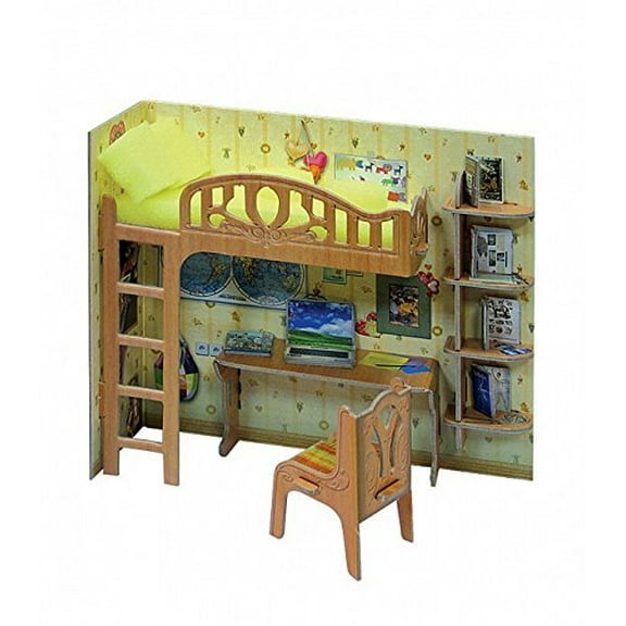 Keranova 263 Clever Paper Doll House And Furniture Collection Schoolboy Corner 3D Puzzle, 15 X 6 X 14 Cm, Multi Color