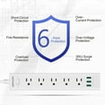2 Prong Power Strip, 10FT Long Extension Cord Surge Protector, 5