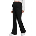 thumbnail image 5 of Luxalzxs Womens Maternity Casual Adjustable Elastic High Waist Solid Color Stretchy Ribbed Knit Pants Straight Leg Palazzo Trousers Pregnancy Lounge Pant, 5 of 6
