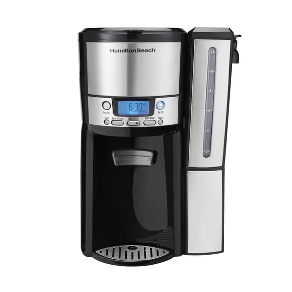 Hamilton Beach One Press Programmable Dispensing 12 Cup Coffee Maker with Internal Coffee Pot, Stays Warm and Fresh for Hours, 60 oz. Removable Reser
