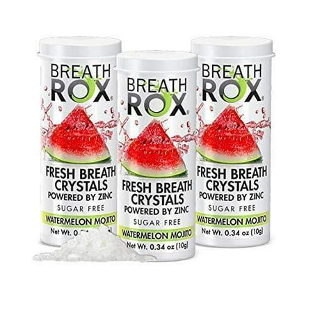 BreathRox Breath Mints Effervescent Bad Breath Neutralizer Sugar Free Watermelon Mojito Flavor (3 Pack) Watermelon Mojito