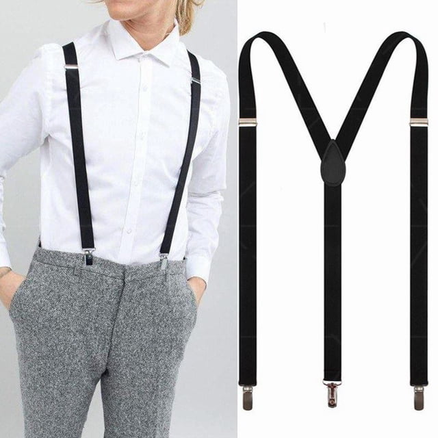 Men Suspender Adjustable Sturdy Construction Elastic Fiber Anti-fade Unisex Solid Suspender for Wedding
