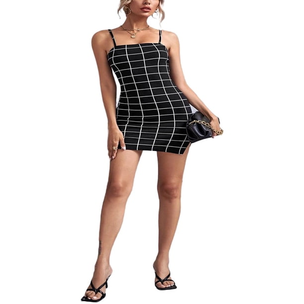 Womens Summer Sexy Suspender Dress Fashion Plaid Backless Tight-Fitting  Split Short Dress Chic And Comfortable Wonderful Clothes - Walmart.ca