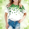 thumbnail image 2 of FUZHIQ St. Patrick's Day Shirts for Girl Boys Shamrock Four Leaf Short Sleeve Summer Shirt Tops Spring Round Neck Funny Cute Casual Party Girls T Shirts Size 14-16(Green,4-5 Years), 2 of 4