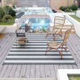 thumbnail image 1 of Outsunny Outdoor Rug & Bag, 9' x 12' Plastic Rug, Grey & White Striped, 1 of 9