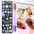 thumbnail image 3 of 3 Placa de estampado para decoración de uñas, estampador, pluma de esponja, murciélagos de calabaza de Halloween para imagen, 3 of 5