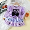 thumbnail image 2 of Icvfdpl Toddler Girls Dress Halloween Newborn Infant Long Sleeve Cartoon Pumpkin Letters Prints Bowknot Mesh Tulle Princess For Kids 12-18 Months, 2 of 9