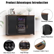 Coffee Bar Cabinet with Fridge Space, Mini Fridge Cabinet，Buffet Sideboard，53.2L