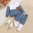 thumbnail image 2 of HCNTES Toddler Boy Clothes Baby Boy Outfit Kids Cotton Pullover Sweatshirt Pants Fall Winter Clothes for Boys, Blue 18-24M, 2 of 9